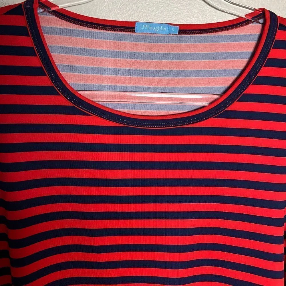 J McLaughlin Rd & Blue Stripe Catalina Cloth Side Ruched Top Size S - Picture 2 of 6